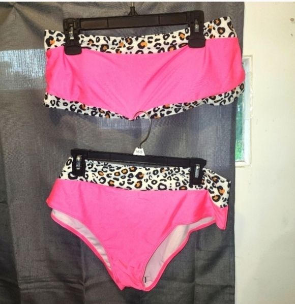 👄5/20 NEW Shein 3x hot pink leapord bikini - Picture 2 of 4